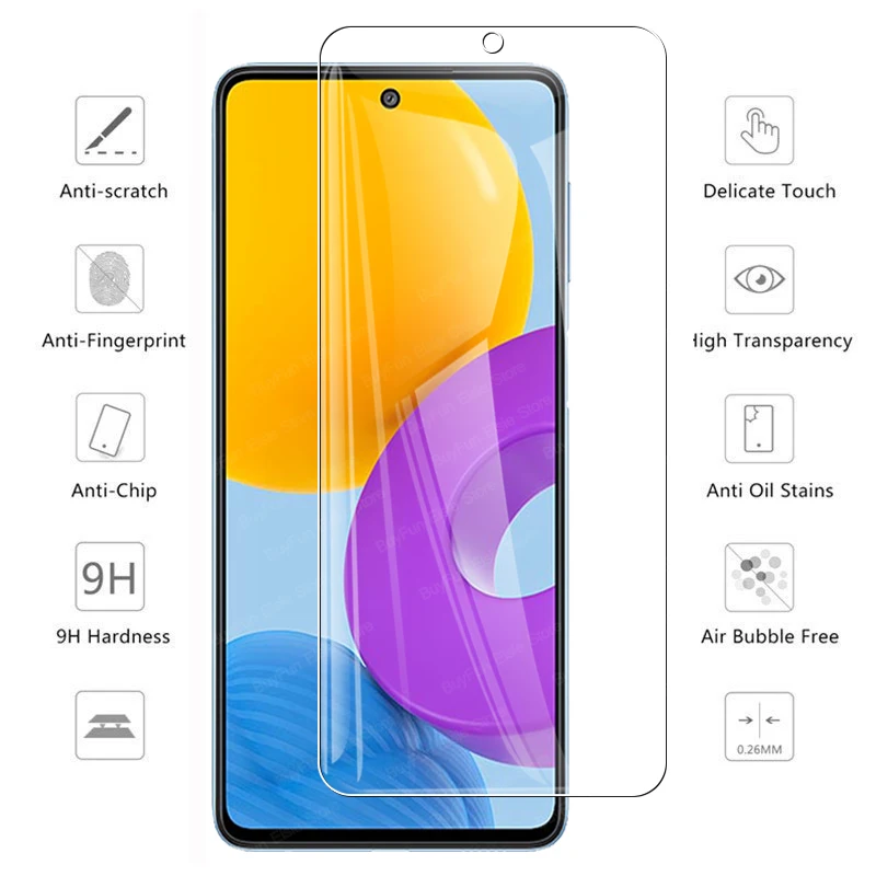 6 in 1 tempered glass for samsung galaxy m52 5g screen protector full cover camera lens film svmsung m52 m526 m 52 safety glass free global shipping