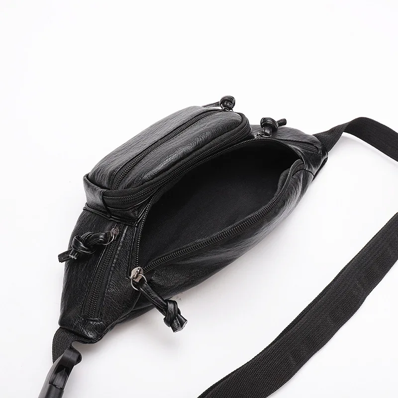 

2021 New Fashion Style Men's PU Waist Bags Black Brown Solid Color Fanny Pack Travel Belt Purse Shoulder Bags Tote Waist Bag