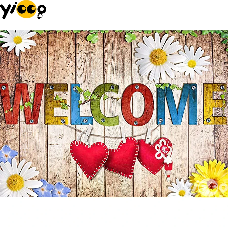 

Полноразмерная квадратная/круглая Алмазная вышивка Добро пожаловать в сердце 5D Бриллиантовая фотография домашний Декор подарок BX2608