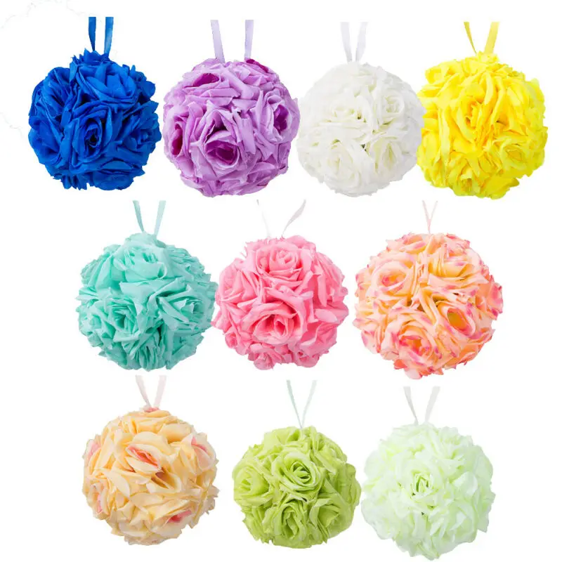 1 шт. 15 см Искусственный шелк цветок розы целовать букет из шариков центральным