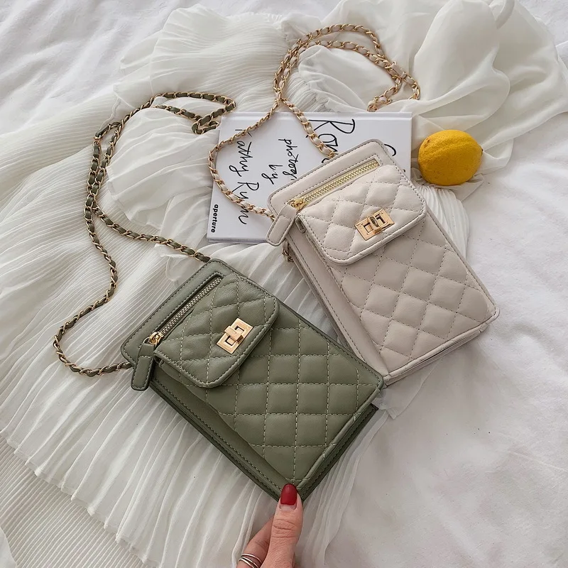 

2021 Дизайнерские Сумочки в клетку для женщин, Повседневная маленькая сумка на цепочке, женские сумки через плечо, женское седло для телефона