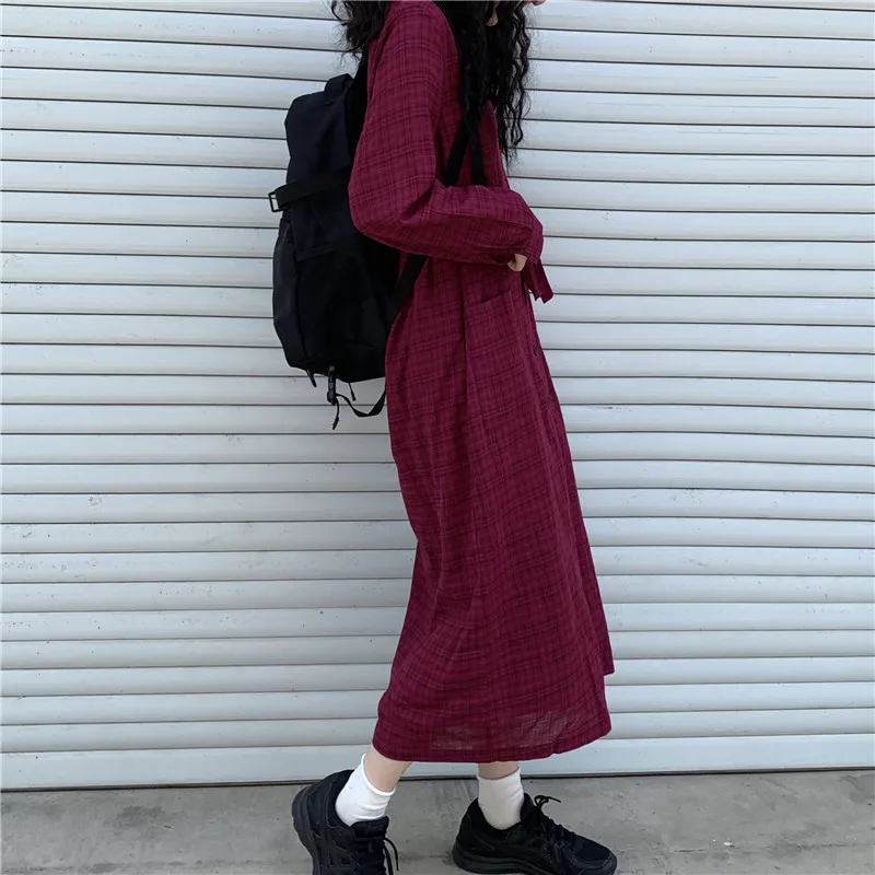 Новый Большие размеры осеннее платье для девочек Женский Винтаж в клетку с