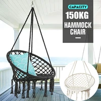 round hammock portable beach chair hanging rope chair swing chair seat for adults kids garden hammock with indoor outdoor