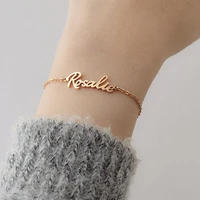 stainless steel chain custom name bracelet femme jewelry gold color nameplate personalized women children charm bracelet gifts