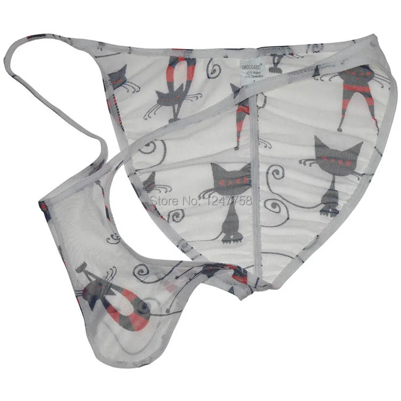 Men Sheer Underwear Transparent Men's Briefs Colorful Printed Birefs Low Waist Brazilian bikinis |