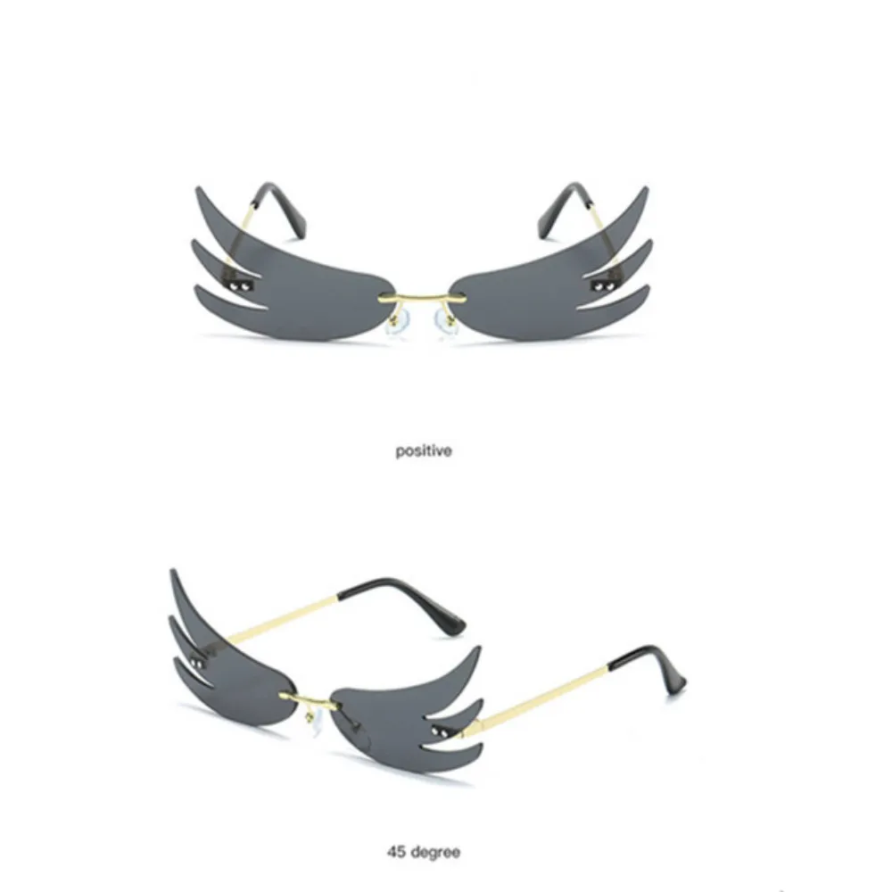 

Fashion Cat Eye Sunglasses Flame Women Green Pink Mirror Men Rimless Sun Glasses for Ladies Funny Dance Party Item Streetwear