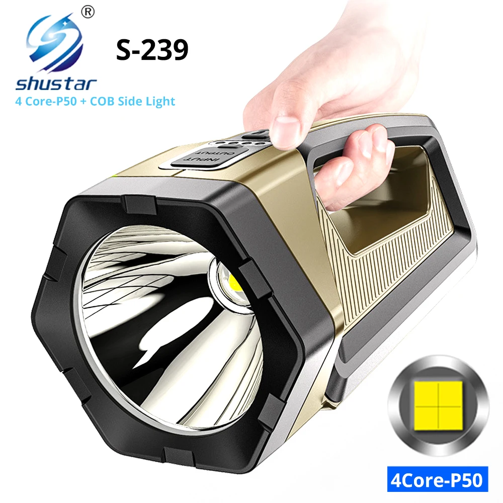 Перезаряжаемый Мощный светодиодный поисковый фонарь фонарик прожектор с 4