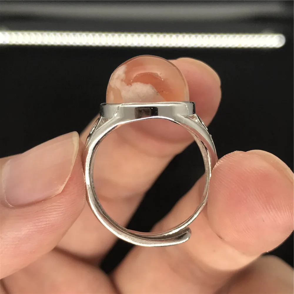 

Natural Cherry Agate Crystal Ring For Women 925 Silver Sterling 20x15mm Beads Gemstone Love Gift Adjustable Ring Jewelry AAAAA
