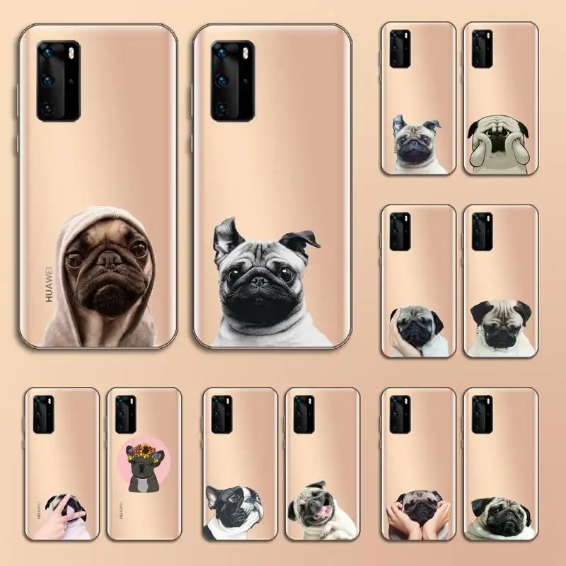 

Pug Dog French Bulldog Phone Case Transparent for Huawei P20 P30 P40 lite pro P smart 2019 honor 8x 10i
