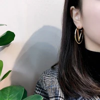 stainless steel gold hoop earrings for women simple punk fashion gold silver ear gift party jewelry