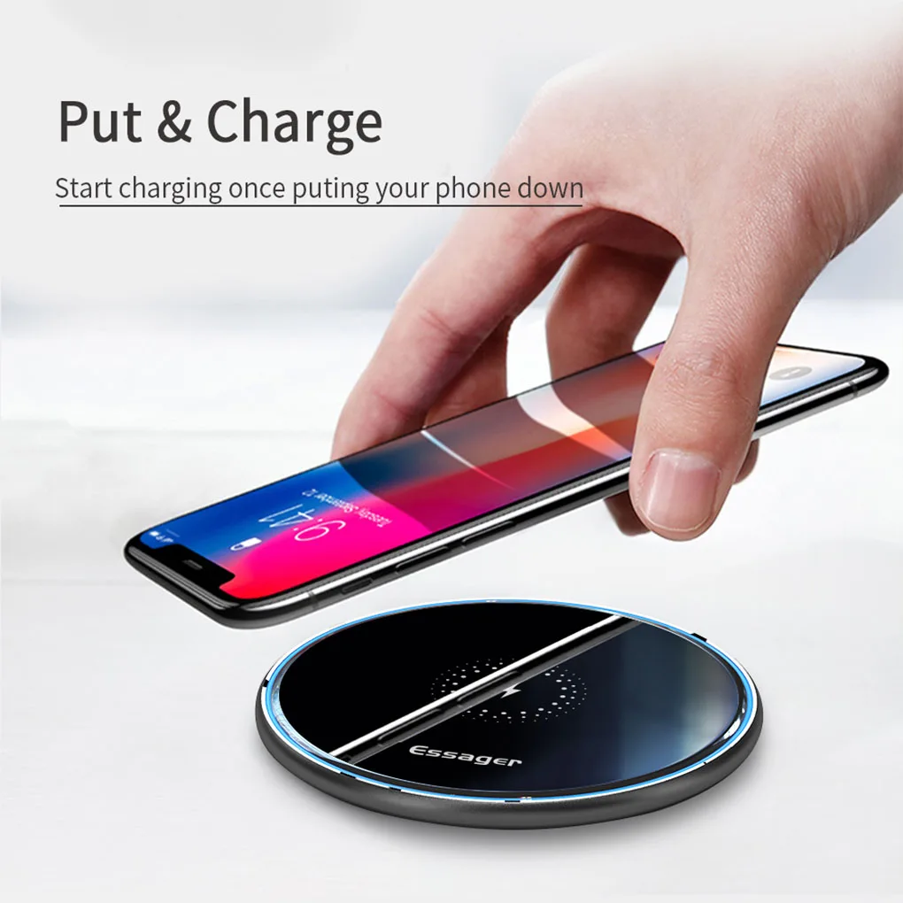 Беспроводное зарядное устройство Essager Qi Индукционное для iPhone 11 Pro X Xiaomi mi 10 Samsung