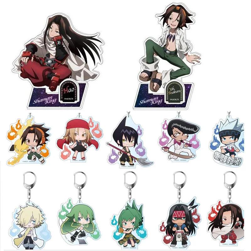 

Anime SHAMAN KING Yoh Asakura Kurobeta Miko Keychain Acrylic Stand Figure Model Plate Desk Decor Keyring Pendant Cosplay Gift