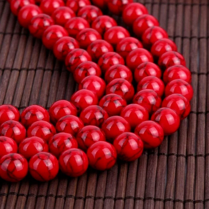

Quality Red Turquoises Bead Natural Loose Beads for Jewelry Making DIY Bracelet Accessories ( Pick Size 4 6 8 10 Mm )