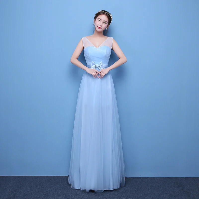 Небесно-голубого цвета платье для вечеринки элегантное Бордовое подружек