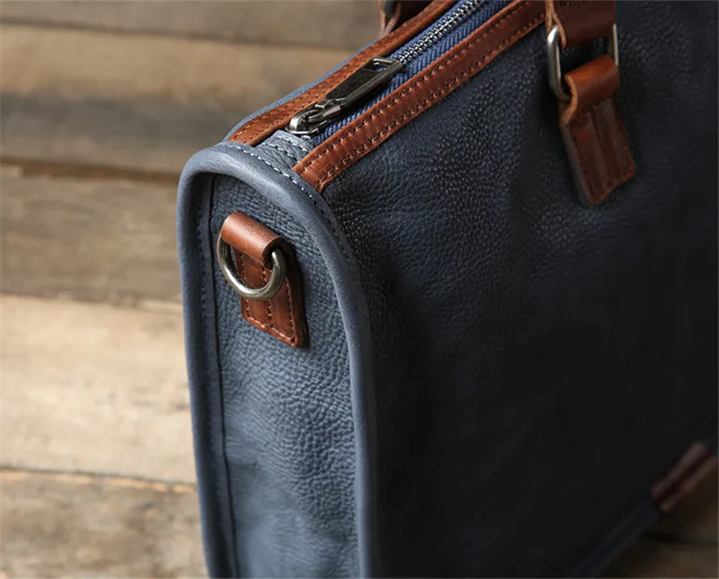 PNDME retro luxury men's business Genuine leather briefcase simple casual soft leather laptop bag shoulder messenger bag