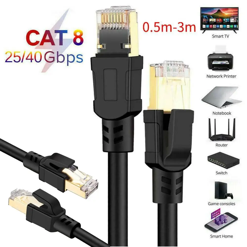 

0.5M-3M Cable Length Ethernet Cable RJ45 Cat8 Lan Cable UTP RJ 45 Network Cable for Modem Router Cable Ethernet 2000Mhz PC