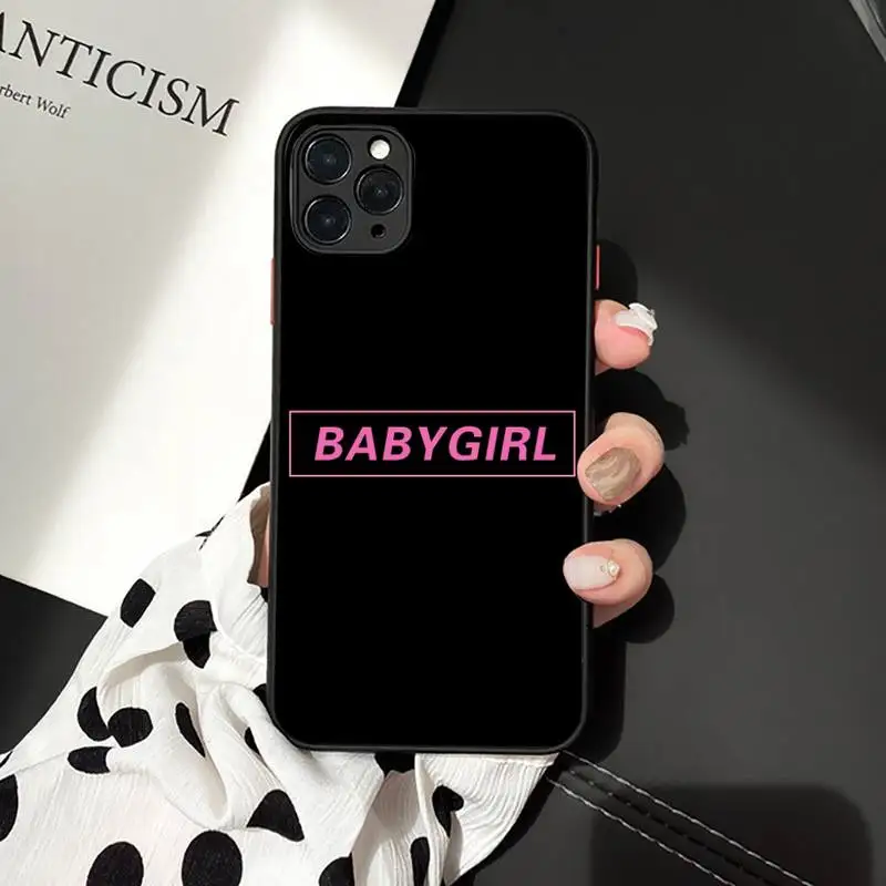 

BABY Babe pink pattern Phone Case Matte Transparent for iPhone 7 8 11 12 s mini pro X XS XR MAX Plus cover funda