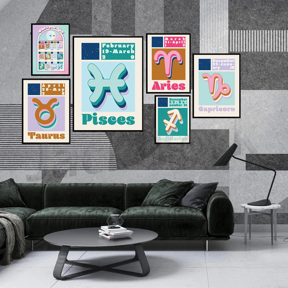 Ретро Астрология созвездия Зодиак настенная Картина на холсте постеры и принты