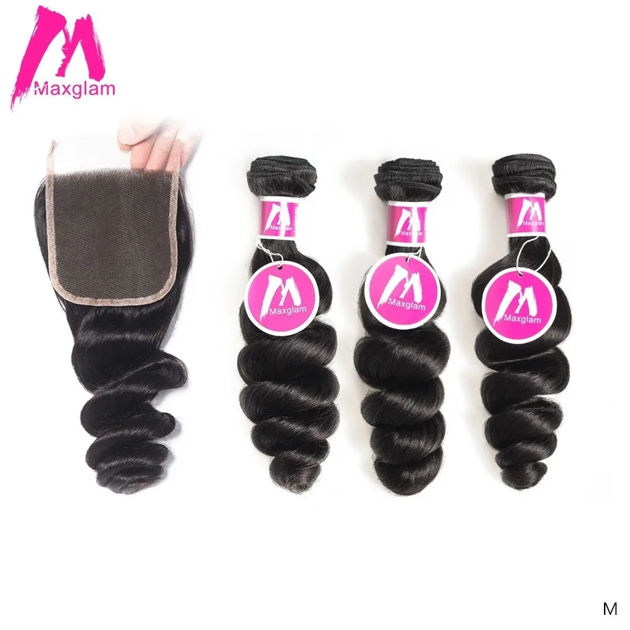 Бразильские натуральные кудрявые пучки волос с закрытием свободная волна