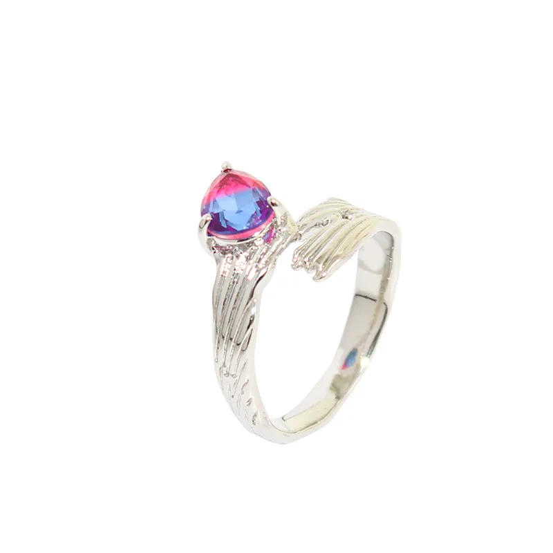 

European and American metal wind irregular eccentric purple gem retro hip-hop fishbone purple ring