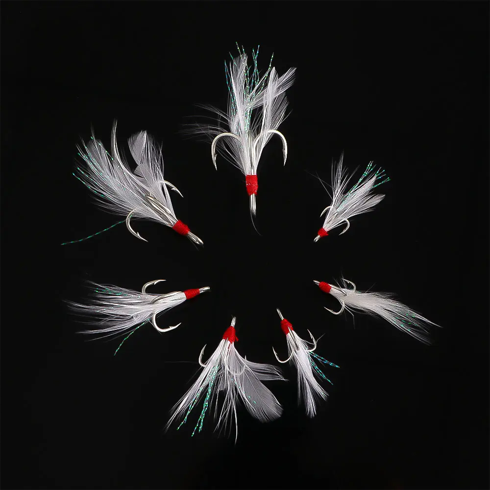 10 шт. тройные рыболовные крючки Крючки с перьевыми крючками для ловли рыбы