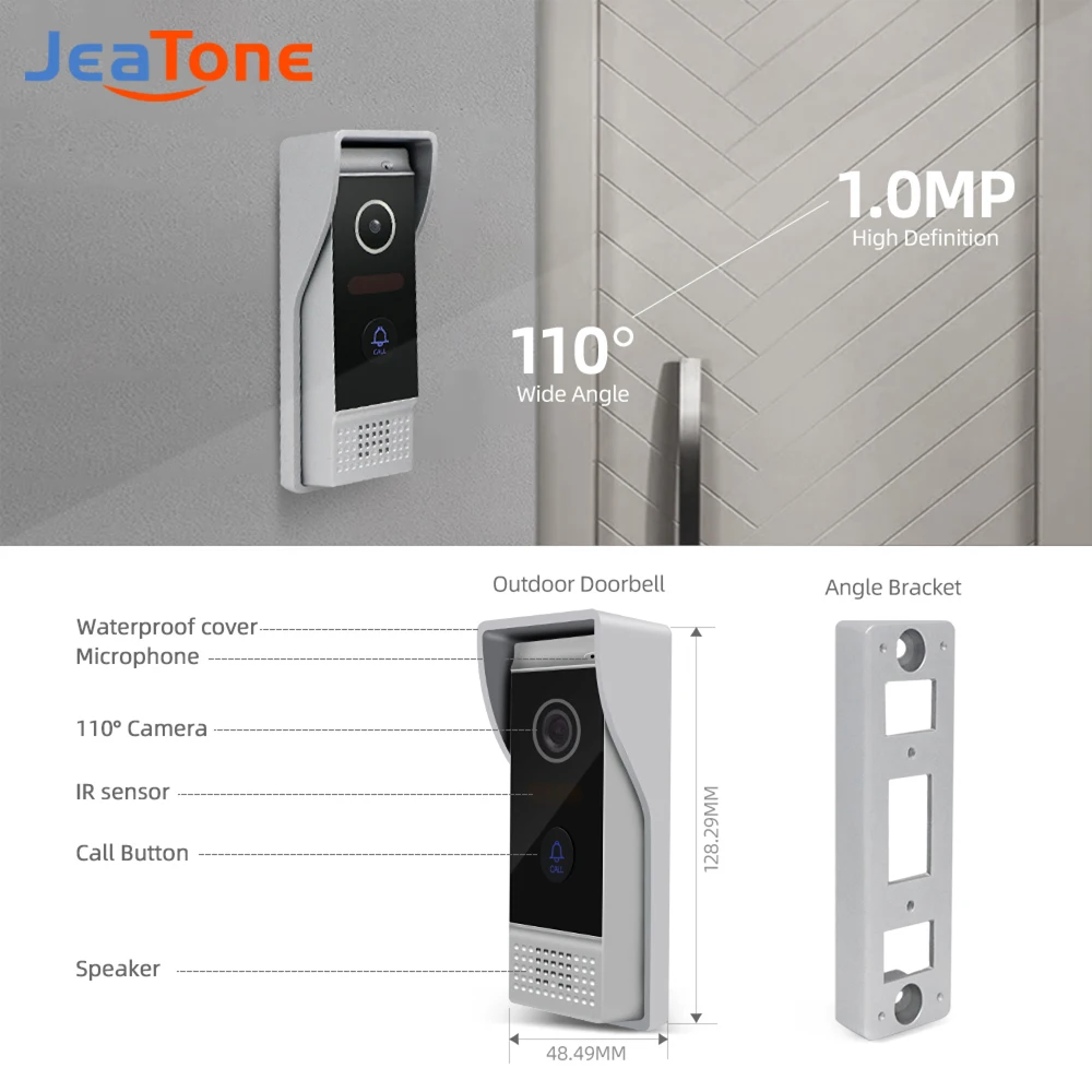 Jeatone вилла квартира WiFi видеодомофон один на 2 монитора дверной звонок Домофон