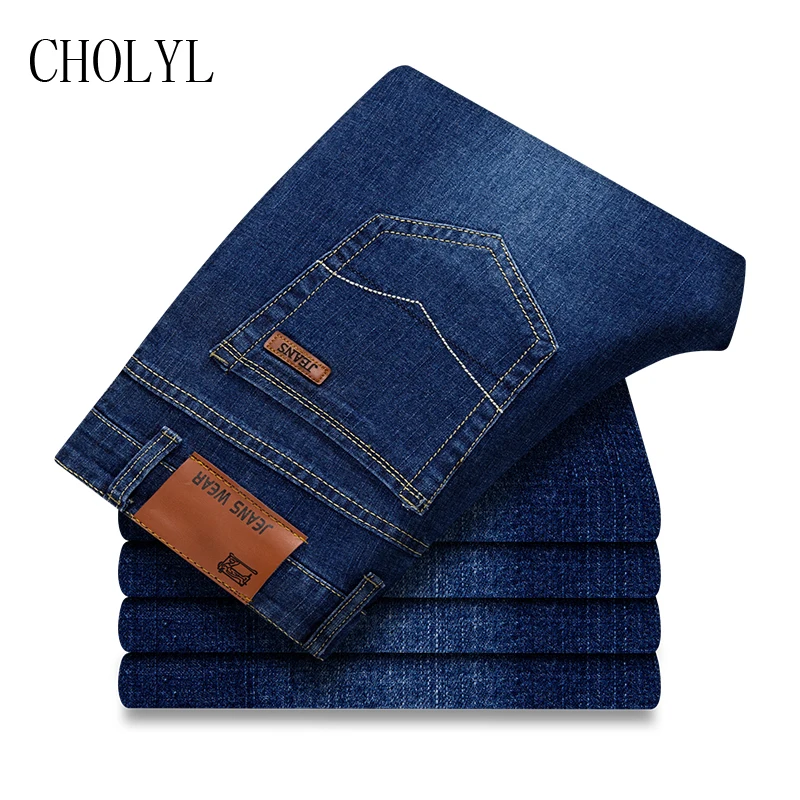 Джинсы CHOLYL мужские стрейчевые облегающие прямые джинсы деловой стиль черные