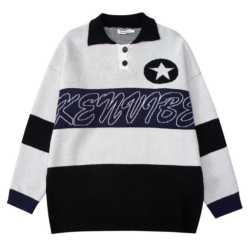 

Мужской трикотажный джемпер в стиле хип-хоп, в полоску