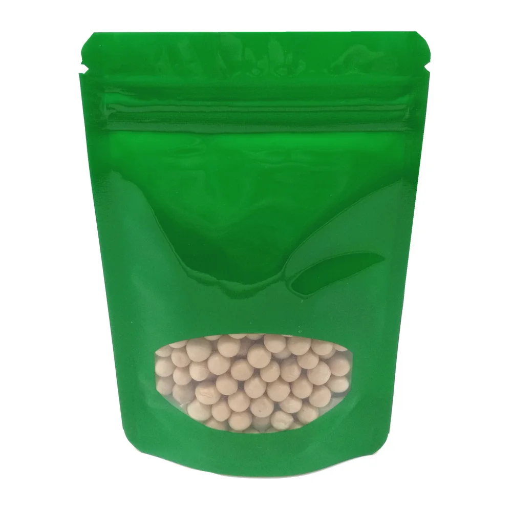 100 шт./лот зеленая Глянцевая алюминиевая фольга с замком на молнии