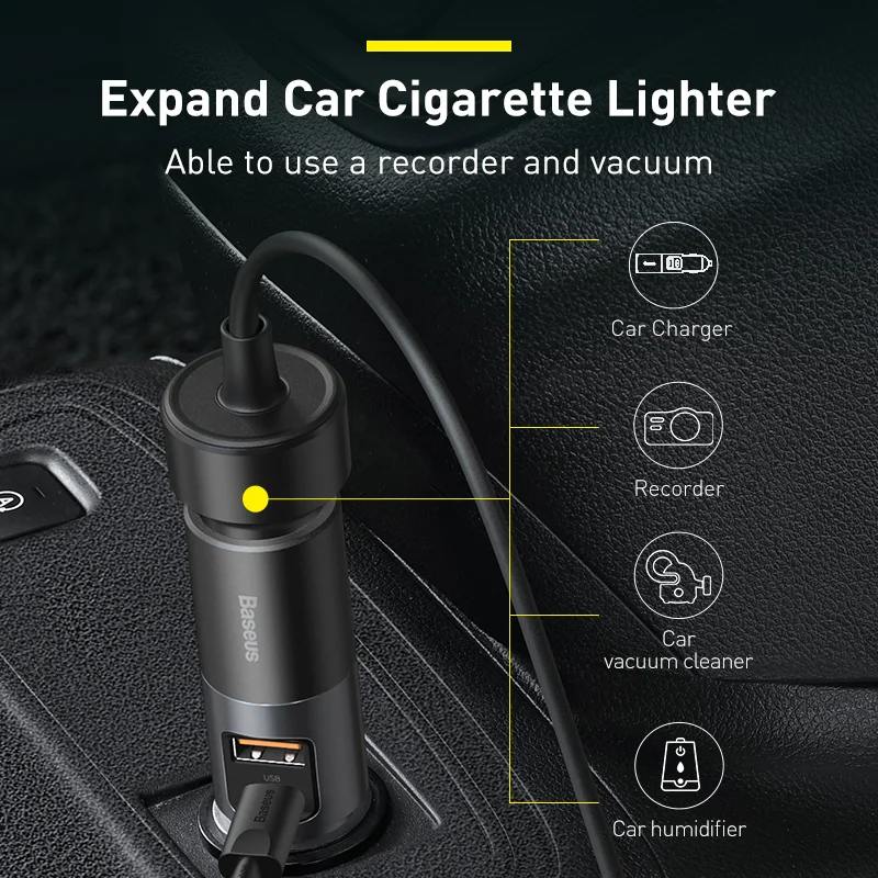 baseus 120w car charger auto cigarette lighter for 12 24v car socket splitter for iphone mobile phone charger adapter free global shipping