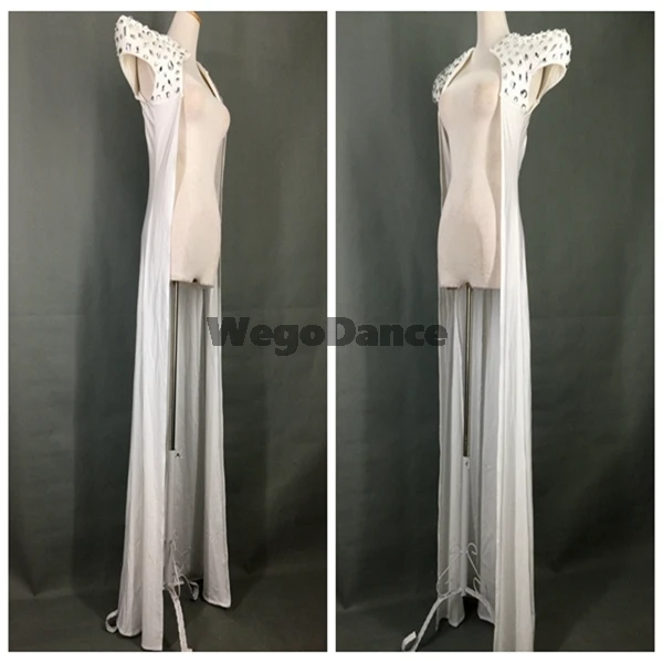 

Women Crystal Stone Star Same Paragraph Long Cloak Coat Stage Loaded Nightclub Singer Costume