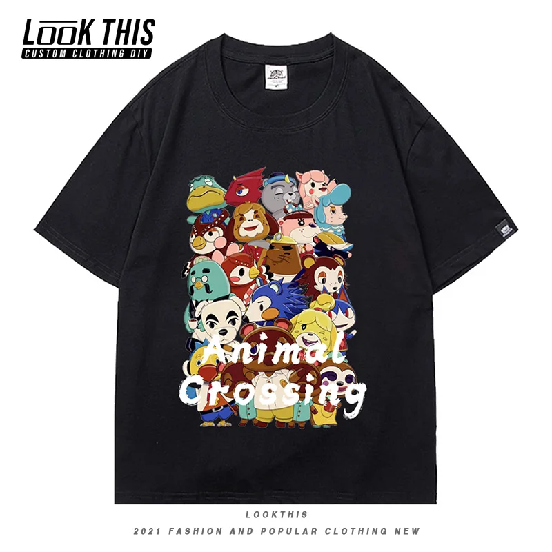 

Animal Crossing Cartoon Print T-shirt Tee Tops Men's T-shirt Casual Short-sleeved Teen Boys T-shirt Cute Game Printing T Shirt