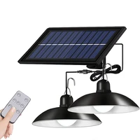 solar led pendant light double head hanging solar powered shed lights ip65 waterproof street garland lamp for garden decoration