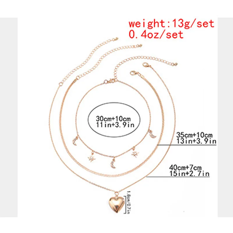 

Trendy Multilayer Gold Silver Color Chain Chokers Colliers For Women Fashion Metal Star Moon Heart Necklace pendant bijoux femme
