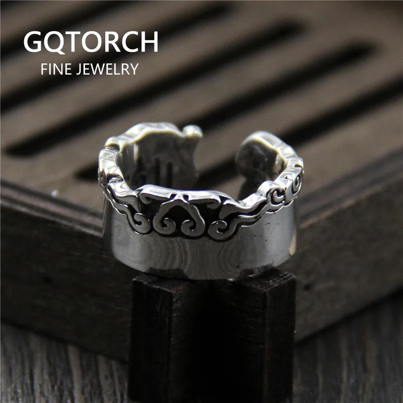 925 пробы Серебряное кольцо с мантрой благоприятными облаками и шестью надписями