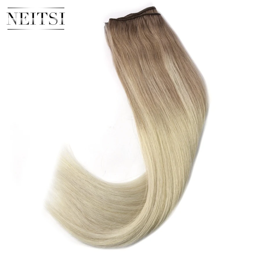 Neitsi прямые человеческие волосы Remy с двойным нарисованным плетением для наращивания, 20 дюймов, 50 см, 100 г/шт., пряди для наращивания, окрашенные волосы с эффектом омбре - Цвет: T-Gery-18-60
