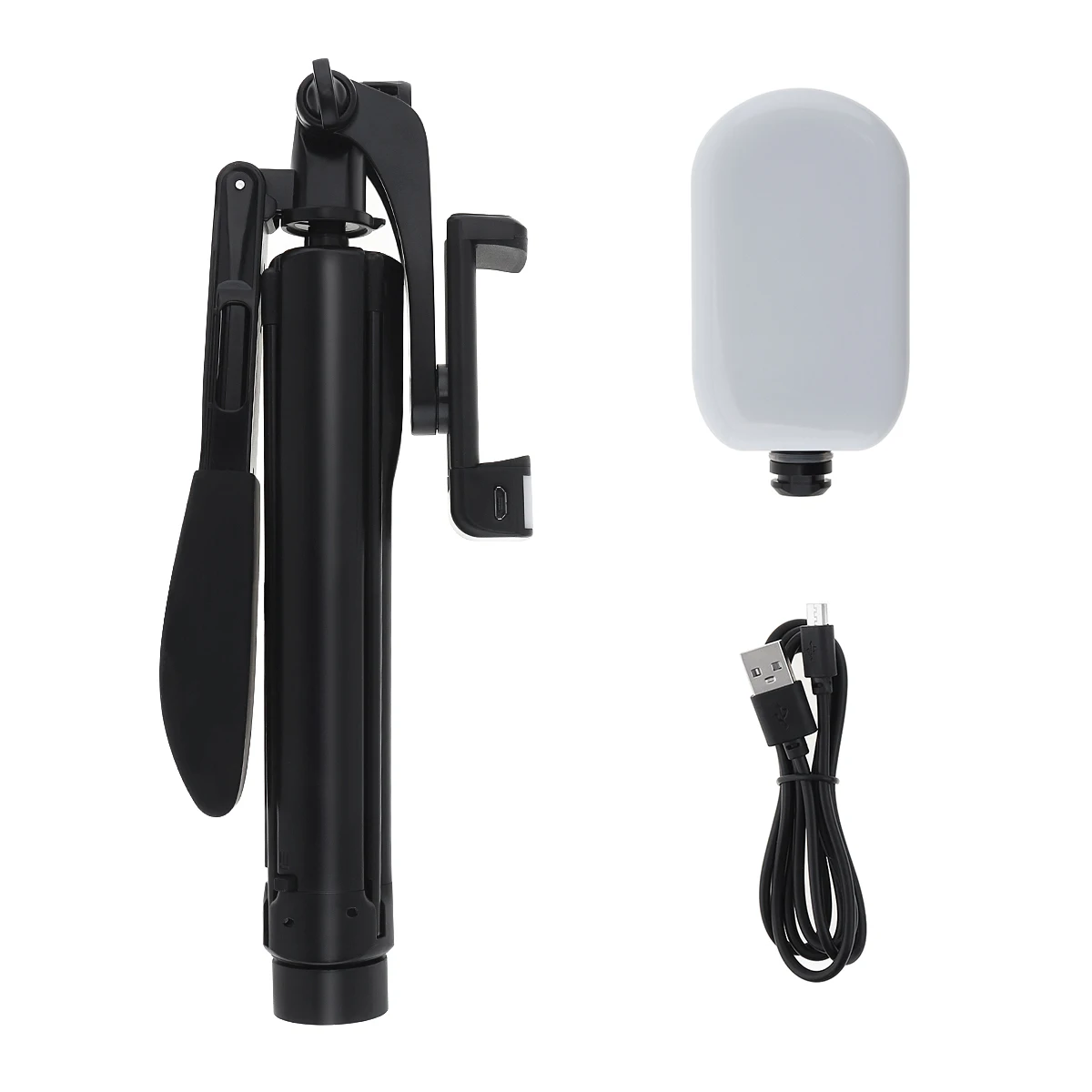 Portable Integrated Selfie Stick Tripod Live Stabilizer with Adjustable Double Fill Light Mobile Phone Bracket for Live / Video