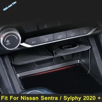 black interior mouldings center storage box container glove organizer case plastic fit for nissan sentra sylphy 2020 2022