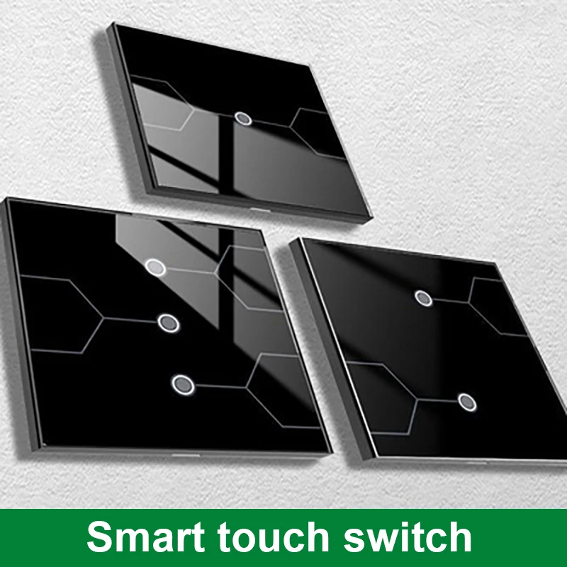 

Сенсорный выключатель Tuya Zigbee, беспроводной переключатель из закаленного стекла для умного дома, с голосовым управлением, с управлением чер...