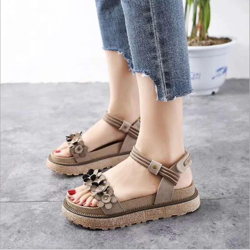 Женские сандалии больших размеров 34 43 новые летние в виде маффинов на толстой