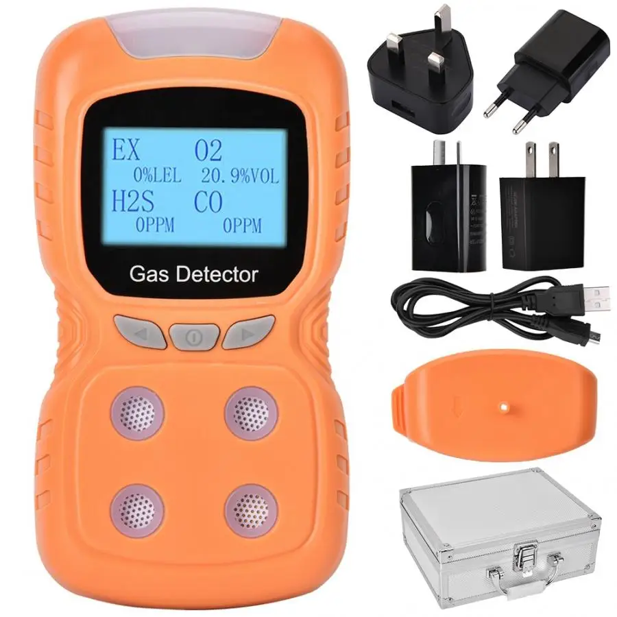 CO/H2S/O2/EX 4 в 1 голосовой мультигазовый детектор безопасности желтый газа|Детектор