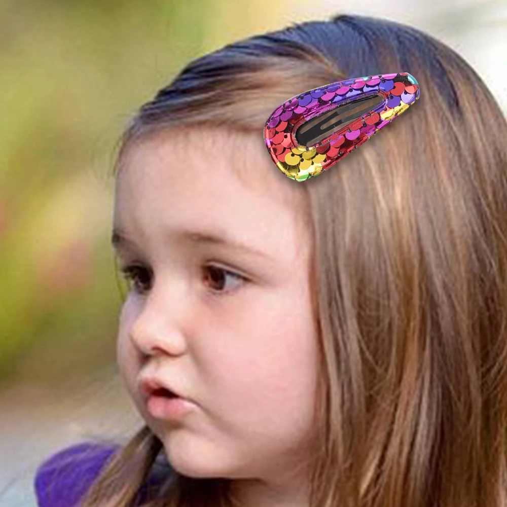 

CN 2Pcs/Set Sequin Rainbow BB Clips Kids Hairpins Children Headwear Girls Handmade Hairpins Boutique Barrettes Headwear
