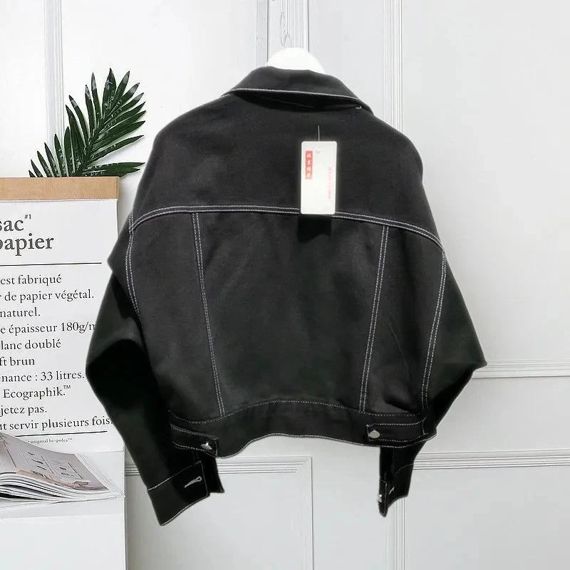 Однотонные однобортные джинсовые куртки 2021 весна-осень уличная одежда с