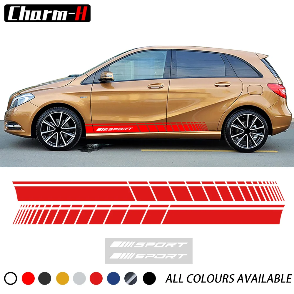 

Car Styling Door Side Skirt Srtipes Decal Stickers for Mercedes Benz W203 W204 W205 W212 W163 W176 A CLA GLa C E amg Accessories