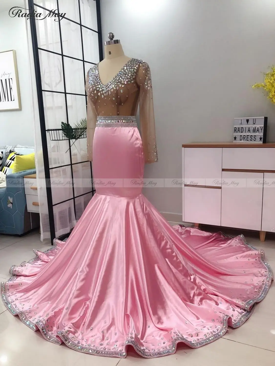 Роскошные Стразы Кристальные белые платья русалки для выпускного вечера с