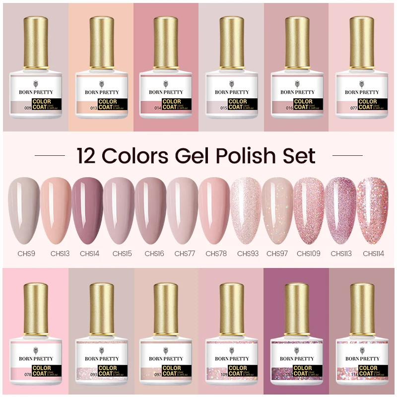 

BORN PRETTY Nail Gel Polish Set Purple Series Soak Off UV Gel Hybrid Varnish Nail Art Gel Semi-Permanent Manicure Nail Gel Kit