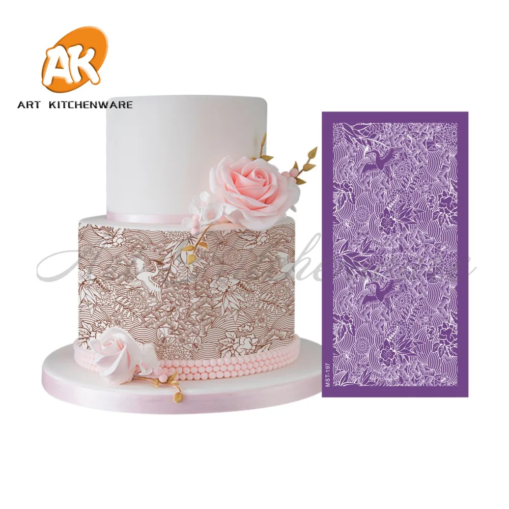

Classic Hok Mesh Stencil Lace Cake Stencil Wedding Cake Decorating Tools Soft Fabric Stencils for Fondant Cake Mold Bakery
