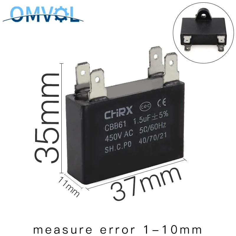 Конденсатор с алюминиевой крышкой потолочный вентилятор вытяжной CBB61 1 мкФ 5 2 3 4 6 8