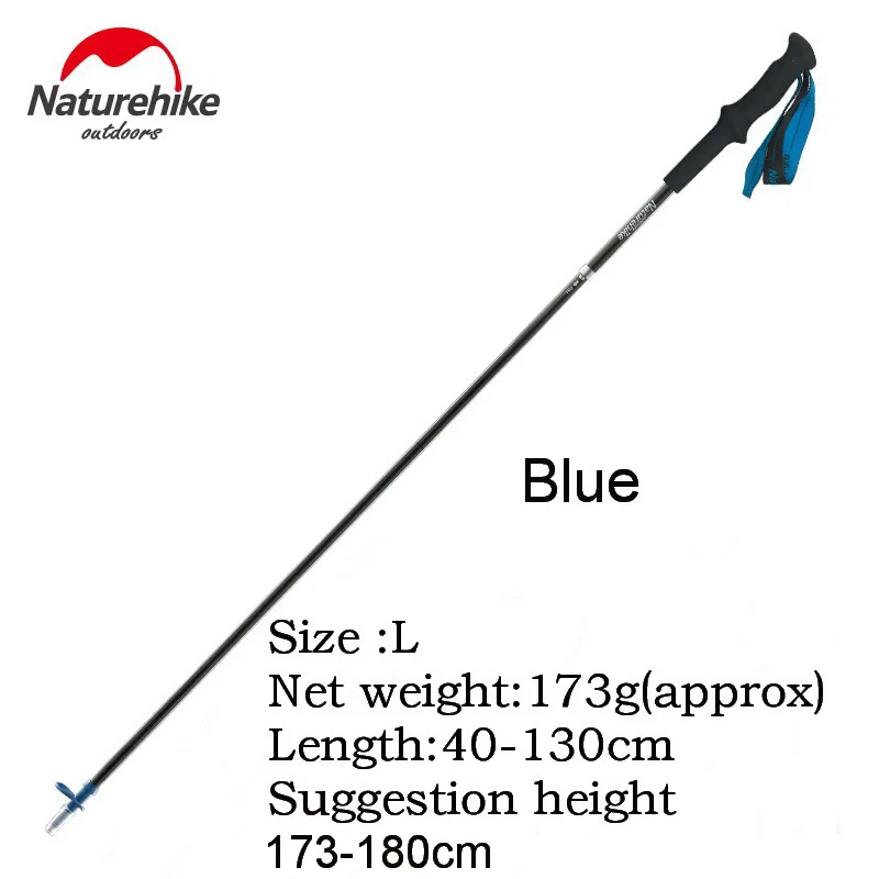L blue Naturehike Carbon Fiber 4 секции сверхлегкие треккинговые палки Вольфрамовая сталь трость Беговая Пешие прогулки альпеншток S153g - Цвет: L blue