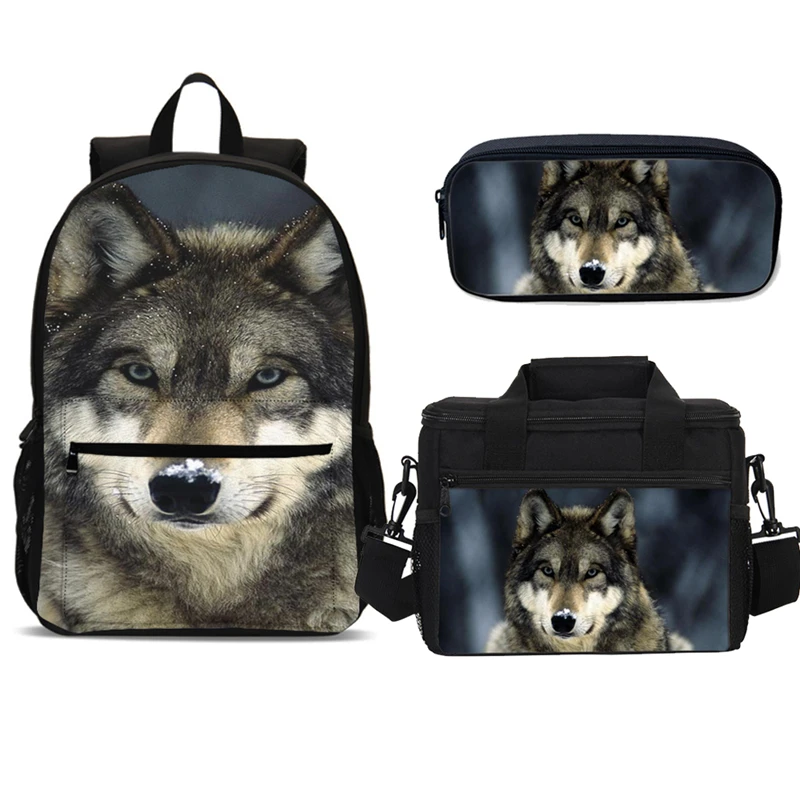 3 шт./компл. Мода с изображением волка детские школьные сумки для подростков